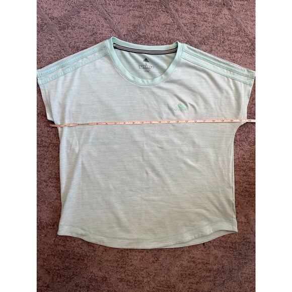 Adidas Mint/white striped Climalite T-shirt size Small - Picture 4 of 6